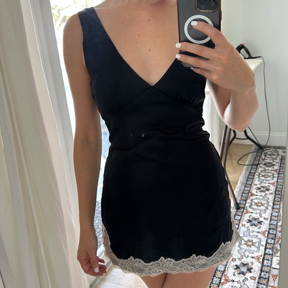 White Fox silk slip dress